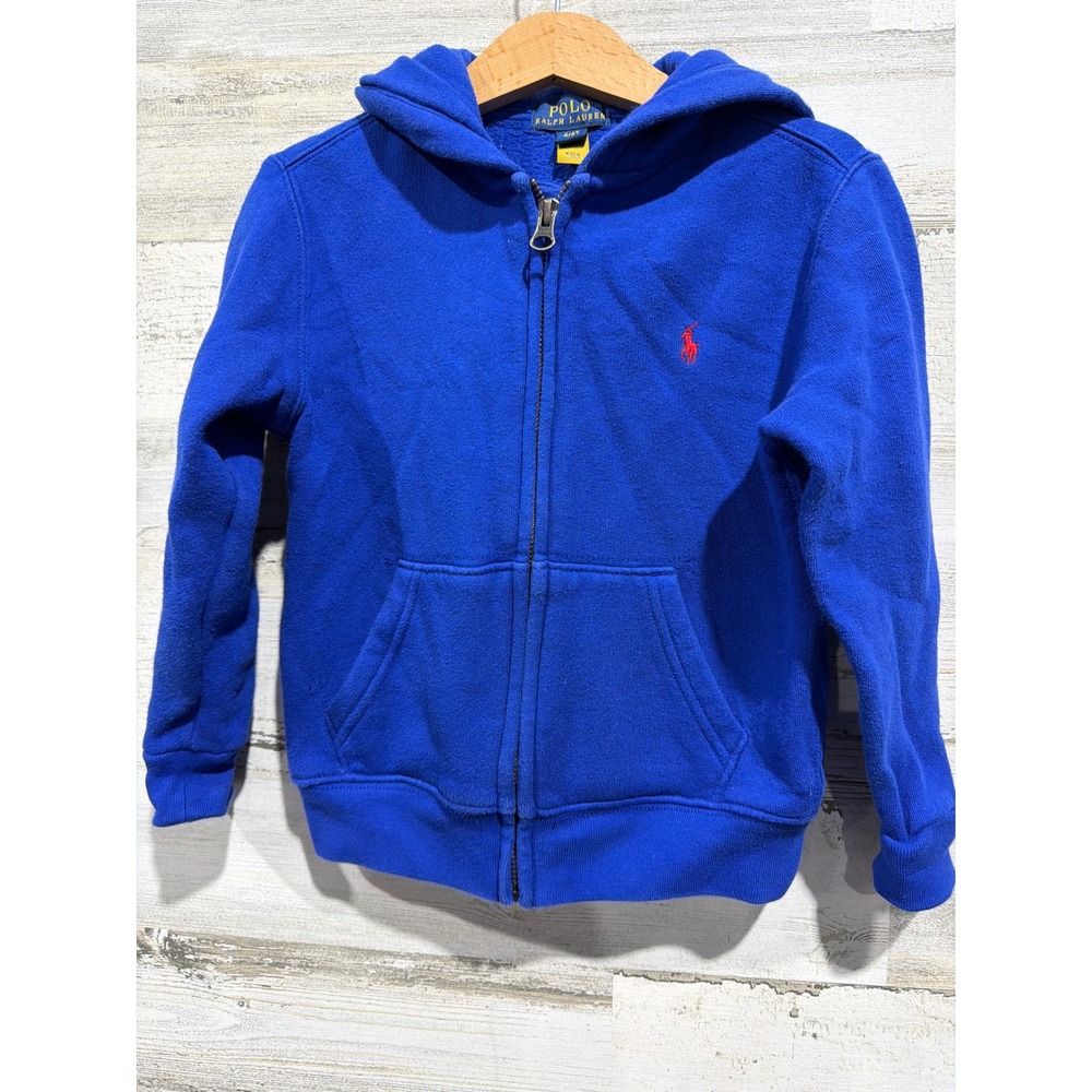 Polo Ralph Lauren Zip Hoodie Boys 4T Blue Red Pony Classic Preppy